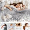 imageBedsure 100 Cotton Blanket Queen Size for Summer Ultra Soft Waffle Weave Queen Blanket for Bed Lightweight Thin Woven Breathable Bedding Gifts for Women Men Kids Dark Green 90quot x 90quotGrey