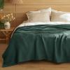 imageBedsure 100 Cotton Blanket Queen Size for Summer Ultra Soft Waffle Weave Queen Blanket for Bed Lightweight Thin Woven Breathable Bedding Gifts for Women Men Kids Dark Green 90quot x 90quotDark Green
