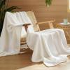 imageBedsure 100 Cotton Blanket Queen Size for Summer Ultra Soft Waffle Weave Queen Blanket for Bed Lightweight Thin Woven Breathable Bedding Gifts for Women Men Kids Dark Green 90quot x 90quotIvory