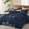 imageBedsure 100 Washed Cotton Duvet Cover Queen Size  Khaki Minimalist Cotton Duvet Cover Linen Like for All Seasons  GentleSoft Plain Simple Bedding Khaki Queen 90quotx90quot17  Navy No Comforter