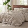 imageBedsure 100 Washed Cotton Duvet Cover Queen Size  Khaki Minimalist Cotton Duvet Cover Linen Like for All Seasons  GentleSoft Plain Simple Bedding Khaki Queen 90quotx90quot01  Khaki No Comforter
