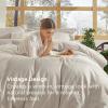 imageBedsure 100 Washed Cotton Duvet Cover Queen Size  Khaki Minimalist Cotton Duvet Cover Linen Like for All Seasons  GentleSoft Plain Simple Bedding Khaki Queen 90quotx90quot07  Stonewashed Oatmeal No Comforter