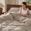 imageBedsure 100 Washed Cotton Duvet Cover Queen Size  Khaki Minimalist Cotton Duvet Cover Linen Like for All Seasons  GentleSoft Plain Simple Bedding Khaki Queen 90quotx90quot01  Khaki No Comforter