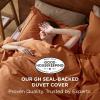 imageBedsure 100 Washed Cotton Duvet Cover Queen Size  Khaki Minimalist Cotton Duvet Cover Linen Like for All Seasons  GentleSoft Plain Simple Bedding Khaki Queen 90quotx90quot06  Burnt Orange No Comforter