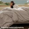 imageBedsure 100 Washed Cotton Duvet Cover Queen Size  Khaki Minimalist Cotton Duvet Cover Linen Like for All Seasons  GentleSoft Plain Simple Bedding Khaki Queen 90quotx90quot32  Slub Natural Linen No Comforter