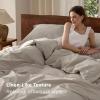 imageBedsure 100 Washed Cotton Duvet Cover Queen Size  Khaki Minimalist Cotton Duvet Cover Linen Like for All Seasons  GentleSoft Plain Simple Bedding Khaki Queen 90quotx90quot01  Natural No Comforter
