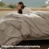 imageBedsure 100 Washed Cotton Duvet Cover Queen Size  Khaki Minimalist Cotton Duvet Cover Linen Like for All Seasons  GentleSoft Plain Simple Bedding Khaki Queen 90quotx90quot31  Slub Tannish Linen Grey No Comforter