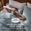 imageBedsure 100 Washed Cotton Duvet Cover Queen Size  Khaki Minimalist Cotton Duvet Cover Linen Like for All Seasons  GentleSoft Plain Simple Bedding Khaki Queen 90quotx90quot17  Dusty Blue No Comforter