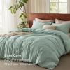 imageBedsure 100 Washed Cotton Duvet Cover Queen Size  Khaki Minimalist Cotton Duvet Cover Linen Like for All Seasons  GentleSoft Plain Simple Bedding Khaki Queen 90quotx90quot11  Sage Green No Comforter