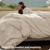 imageBedsure 100 Washed Cotton Duvet Cover Queen Size  Khaki Minimalist Cotton Duvet Cover Linen Like for All Seasons  GentleSoft Plain Simple Bedding Khaki Queen 90quotx90quot33  Slub Ivory No Comforter