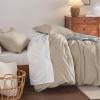 imageBedsure 100 Washed Cotton Duvet Cover Queen Size  Khaki Minimalist Cotton Duvet Cover Linen Like for All Seasons  GentleSoft Plain Simple Bedding Khaki Queen 90quotx90quot02  Greige No Comforter