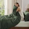 imageBedsure 100 Washed Cotton Duvet Cover Queen Size  Khaki Minimalist Cotton Duvet Cover Linen Like for All Seasons  GentleSoft Plain Simple Bedding Khaki Queen 90quotx90quot14  Olive Green No Comforter