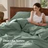 imageBedsure 100 Washed Cotton Duvet Cover Queen Size  Khaki Minimalist Cotton Duvet Cover Linen Like for All Seasons  GentleSoft Plain Simple Bedding Khaki Queen 90quotx90quot12  Green No Comforter
