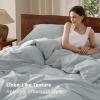 imageBedsure 100 Washed Cotton Duvet Cover Queen Size  Khaki Minimalist Cotton Duvet Cover Linen Like for All Seasons  GentleSoft Plain Simple Bedding Khaki Queen 90quotx90quot16  Mist Blue No Comforter