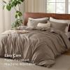 imageBedsure 100 Washed Cotton Duvet Cover Queen Size  Khaki Minimalist Cotton Duvet Cover Linen Like for All Seasons  GentleSoft Plain Simple Bedding Khaki Queen 90quotx90quot05  Muted Brown No Comforter