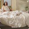 imageBedsure 100 Washed Cotton Duvet Cover Queen Size  Khaki Minimalist Cotton Duvet Cover Linen Like for All Seasons  GentleSoft Plain Simple Bedding Khaki Queen 90quotx90quot33  Slub Ivory No Comforter