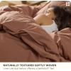 imageBedsure 100 Washed Cotton Duvet Cover Queen Size  Khaki Minimalist Cotton Duvet Cover Linen Like for All Seasons  GentleSoft Plain Simple Bedding Khaki Queen 90quotx90quot36  Slub Mocha Mousse No Comforter
