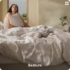 imageBedsure 100 Washed Cotton Duvet Cover Queen Size  Khaki Minimalist Cotton Duvet Cover Linen Like for All Seasons  GentleSoft Plain Simple Bedding Khaki Queen 90quotx90quot32  Slub Natural Linen No Comforter