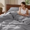 imageBedsure 100 Washed Cotton Duvet Cover Queen Size  Khaki Minimalist Cotton Duvet Cover Linen Like for All Seasons  GentleSoft Plain Simple Bedding Khaki Queen 90quotx90quot19  Gray No Comforter
