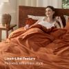 imageBedsure 100 Washed Cotton Duvet Cover Queen Size  Khaki Minimalist Cotton Duvet Cover Linen Like for All Seasons  GentleSoft Plain Simple Bedding Khaki Queen 90quotx90quot06  Burnt Orange No Comforter