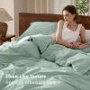 imageBedsure 100 Washed Cotton Duvet Cover Queen Size  Khaki Minimalist Cotton Duvet Cover Linen Like for All Seasons  GentleSoft Plain Simple Bedding Khaki Queen 90quotx90quot11  Sage Green No Comforter