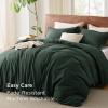 imageBedsure 100 Washed Cotton Duvet Cover Queen Size  Khaki Minimalist Cotton Duvet Cover Linen Like for All Seasons  GentleSoft Plain Simple Bedding Khaki Queen 90quotx90quot15  Forest Green No Comforter