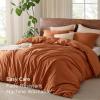 imageBedsure 100 Washed Cotton Duvet Cover Queen Size  Khaki Minimalist Cotton Duvet Cover Linen Like for All Seasons  GentleSoft Plain Simple Bedding Khaki Queen 90quotx90quot06  Burnt Orange No Comforter