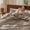 imageBedsure 100 Washed Cotton Duvet Cover Queen Size  Khaki Minimalist Cotton Duvet Cover Linen Like for All Seasons  GentleSoft Plain Simple Bedding Khaki Queen 90quotx90quot05  Muted Brown No Comforter