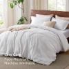 imageBedsure 100 Washed Cotton Duvet Cover Queen Size  Khaki Minimalist Cotton Duvet Cover Linen Like for All Seasons  GentleSoft Plain Simple Bedding Khaki Queen 90quotx90quot05  Bright White No Comforter