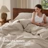 imageBedsure 100 Washed Cotton Duvet Cover Queen Size  Khaki Minimalist Cotton Duvet Cover Linen Like for All Seasons  GentleSoft Plain Simple Bedding Khaki Queen 90quotx90quot02  Greige No Comforter