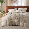 imageBedsure 100 Washed Cotton Duvet Cover Queen Size  Khaki Minimalist Cotton Duvet Cover Linen Like for All Seasons  GentleSoft Plain Simple Bedding Khaki Queen 90quotx90quot02  Greige No Comforter