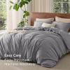 imageBedsure 100 Washed Cotton Duvet Cover Queen Size  Khaki Minimalist Cotton Duvet Cover Linen Like for All Seasons  GentleSoft Plain Simple Bedding Khaki Queen 90quotx90quot19  Gray No Comforter