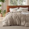 imageBedsure 100 Washed Cotton Duvet Cover Queen Size  Khaki Minimalist Cotton Duvet Cover Linen Like for All Seasons  GentleSoft Plain Simple Bedding Khaki Queen 90quotx90quot01  Khaki No Comforter