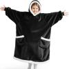 imageBedsure Blanket Hoodie Wearable Blanket for Adults ampamp Kids as Gifts for Women Men Birthday Gifts for Women Mom Girl Sherpa Oversized Hoodie Grey StandardBlack
