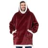 imageBedsure Blanket Hoodie Wearable Blanket for Adults ampamp Kids as Gifts for Women Men Birthday Gifts for Women Mom Girl Sherpa Oversized Hoodie Grey StandardBurgundy