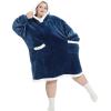 imageBedsure Blanket Hoodie Wearable Blanket for Adults ampamp Kids as Gifts for Women Men Birthday Gifts for Women Mom Girl Sherpa Oversized Hoodie Grey StandardNavy