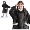 imageBedsure Blanket Hoodie Wearable Blanket for Adults ampamp Kids as Gifts for Women Men Birthday Gifts for Women Mom Girl Sherpa Oversized Hoodie Grey StandardGrey Black