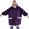 imageBedsure Blanket Hoodie Wearable Blanket for Adults ampamp Kids as Gifts for Women Men Birthday Gifts for Women Mom Girl Sherpa Oversized Hoodie Grey StandardUltra Violet