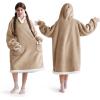 imageBedsure Blanket Hoodie Wearable Blanket for Adults ampamp Kids as Gifts for Women Men Birthday Gifts for Women Mom Girl Sherpa Oversized Hoodie Grey StandardGold Brown