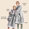 imageBedsure Blanket Hoodie Wearable Blanket for Adults ampamp Kids as Gifts for Women Men Birthday Gifts for Women Mom Girl Sherpa Oversized Hoodie Grey StandardConcrete Grey