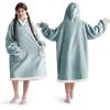 imageBedsure Blanket Hoodie Wearable Blanket for Adults ampamp Kids as Gifts for Women Men Birthday Gifts for Women Mom Girl Sherpa Oversized Hoodie Grey StandardLight Green