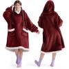 imageBedsure Blanket Hoodie Wearable Blanket for Adults ampamp Kids as Gifts for Women Men Birthday Gifts for Women Mom Girl Sherpa Oversized Hoodie Grey StandardBurgundy