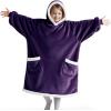 imageBedsure Blanket Hoodie Wearable Blanket for Adults ampamp Kids as Gifts for Women Men Birthday Gifts for Women Mom Girl Sherpa Oversized Hoodie Grey StandardUltra Violet