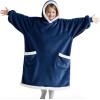 imageBedsure Blanket Hoodie Wearable Blanket for Adults ampamp Kids as Gifts for Women Men Birthday Gifts for Women Mom Girl Sherpa Oversized Hoodie Grey StandardNavy