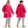 imageBedsure Blanket Hoodie Wearable Blanket for Adults ampamp Kids as Gifts for Women Men Birthday Gifts for Women Mom Girl Sherpa Oversized Hoodie Grey StandardMagenta