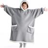 imageBedsure Blanket Hoodie Wearable Blanket for Adults ampamp Kids as Gifts for Women Men Birthday Gifts for Women Mom Girl Sherpa Oversized Hoodie Grey StandardGrey