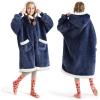 imageBedsure Blanket Hoodie Wearable Blanket for Adults ampamp Kids as Gifts for Women Men Birthday Gifts for Women Mom Girl Sherpa Oversized Hoodie Grey StandardOcean Blue