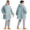 imageBedsure Blanket Hoodie Wearable Blanket for Adults ampamp Kids as Gifts for Women Men Birthday Gifts for Women Mom Girl Sherpa Oversized Hoodie Grey StandardLight Green