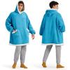 imageBedsure Blanket Hoodie Wearable Blanket for Adults ampamp Kids as Gifts for Women Men Birthday Gifts for Women Mom Girl Sherpa Oversized Hoodie Grey StandardAqua Blue