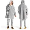 imageBedsure Blanket Hoodie Wearable Blanket for Adults ampamp Kids as Gifts for Women Men Birthday Gifts for Women Mom Girl Sherpa Oversized Hoodie Grey StandardConcrete Grey